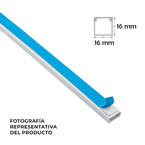 Adesivo Minichannel 2 metros Branco 16x16 mm