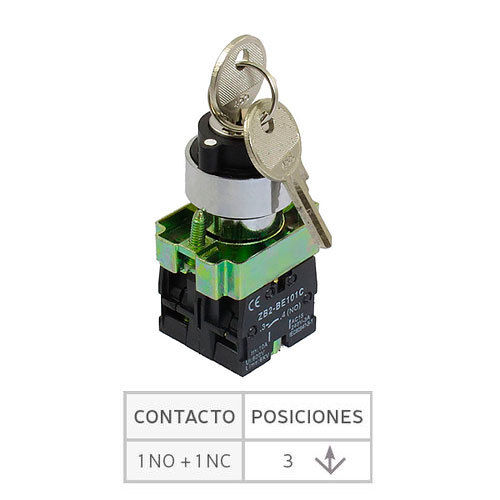 Seletor de chaves | 2 contatos abertos/fechados (1NO+1NC)