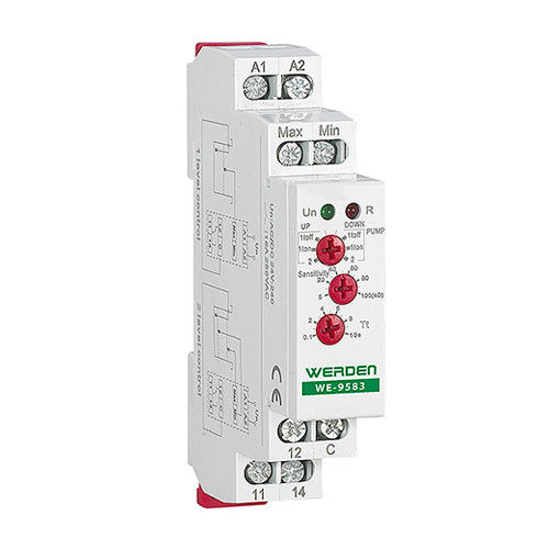 Level relay for DIN rail with 2 or 1 level control function