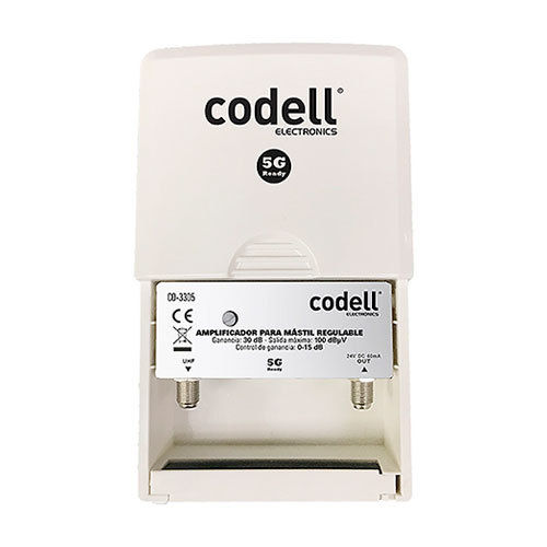 CODELL 3305 - Amplificador de mastro ajustável 1e/1s 102 dBμV