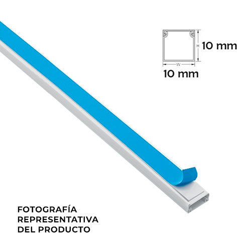 Minicanal Adhesivo 2 metros Blanco 10x10 mm