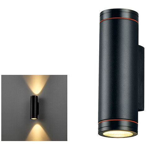 LED Surface Wall Lamp in 10W Black Warm 3000K Light with 2 Outputs