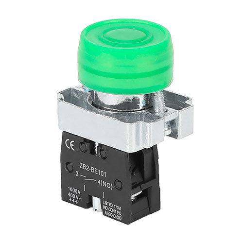 Waterproof push button with green return | 1 open contact (1NO)
