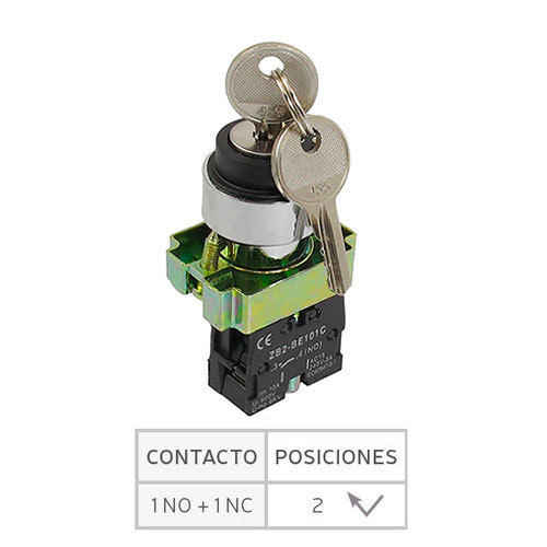 Selector con llave | 2 contactos abierto/cerrado  (1NO+1NC)