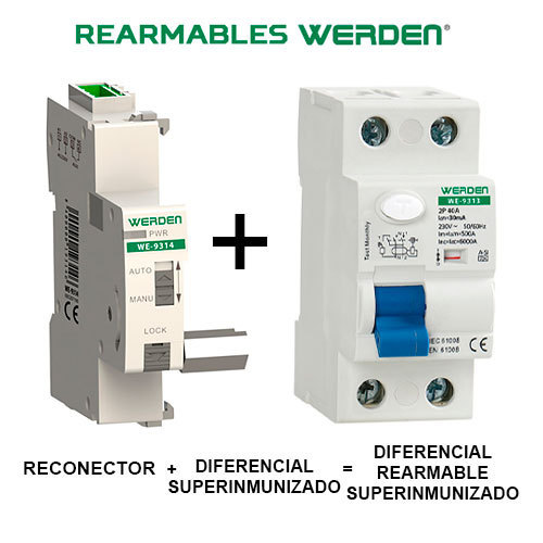 Interruptor diferencial auto rearmable Super inmunizado SI de 40A