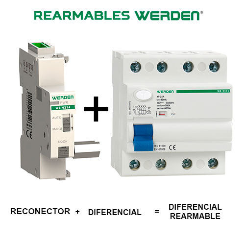 WERDEN - Diferencial rearmable 4x25x30 mA con 3 rearmes