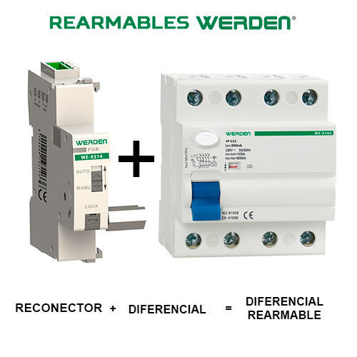 WERDEN - Diferencial rearmable 4x63x300 mA con 3 rearmes