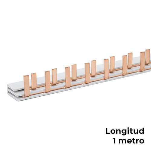 Puente de unión 1 Polo + N 63 A y 10 mm tipo lengüeta de 1 metro