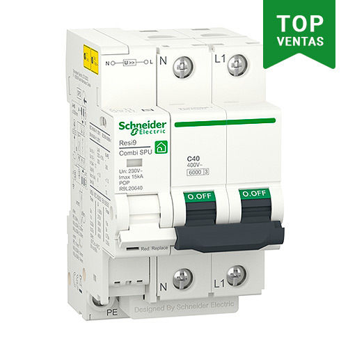 SCHNEIDER R9L20640 - Transient and Permanent Overvoltage Protector 1P+N 40A Resi9 Combi