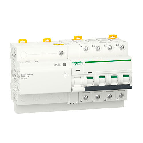 SCHNEIDER A9L20725 - Transient and Permanent Overvoltage Protector 3P+N 25A Acti9 Combi