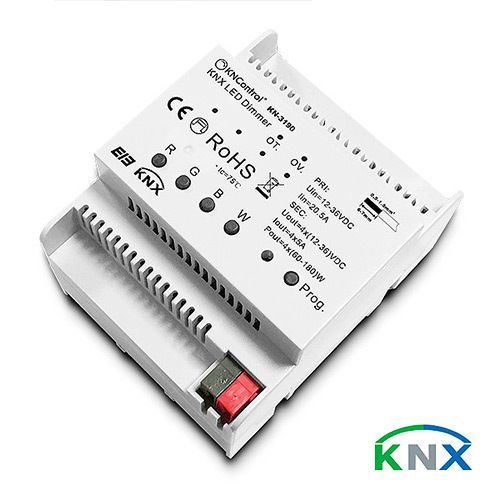 Decodificador dimmer KNX 4 salidas 5A RGBW carril DIN